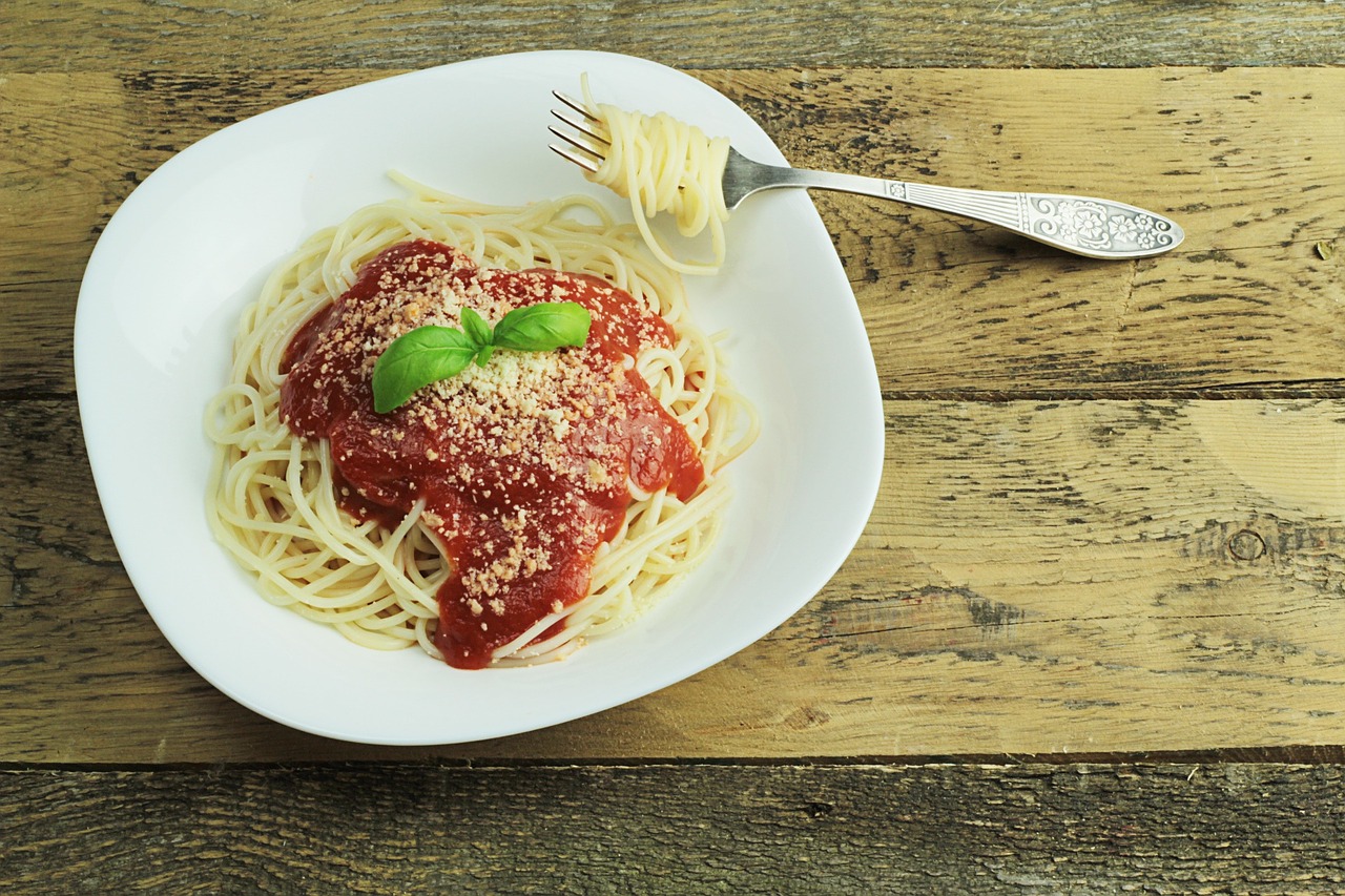 spaghetti, pasta, food